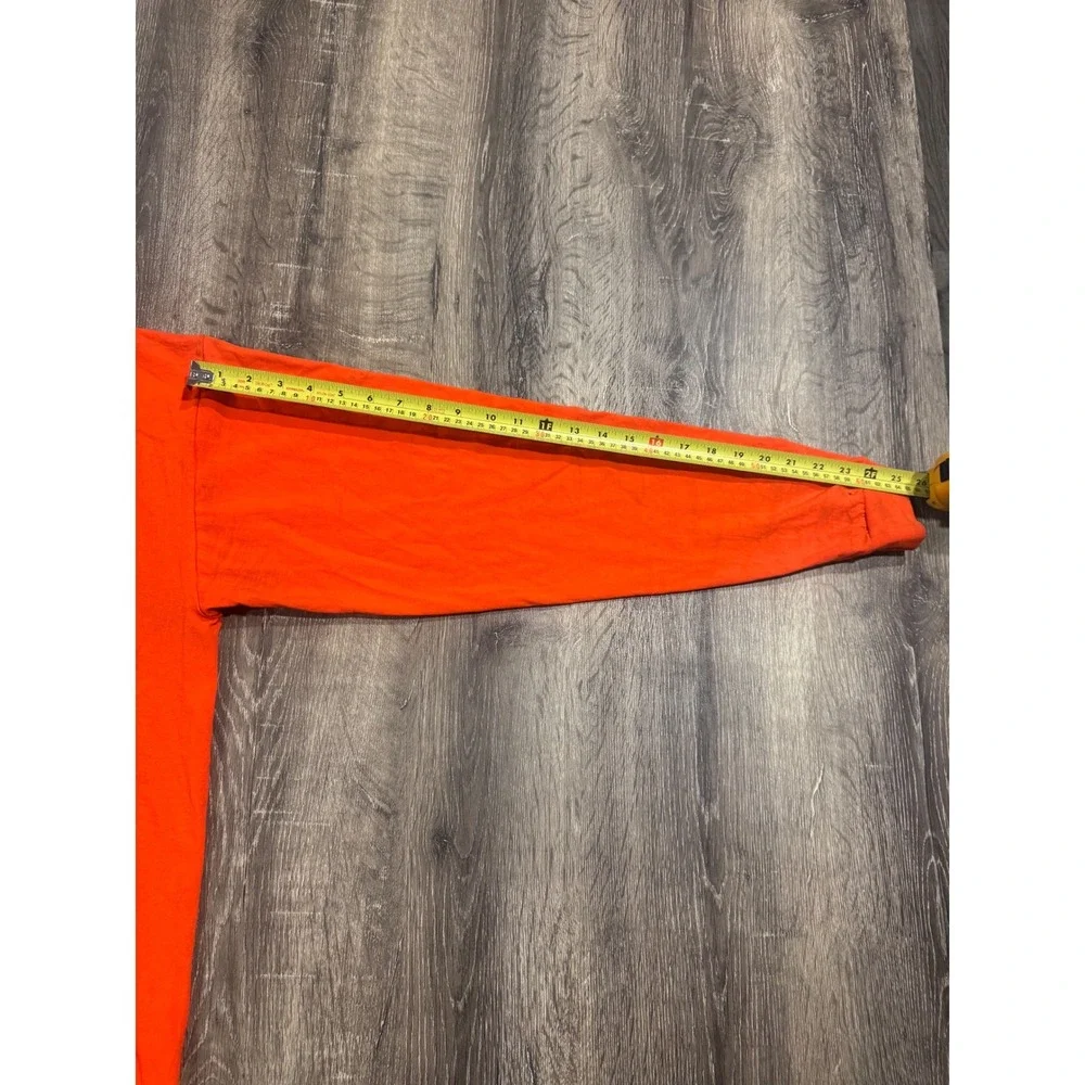 Pro Club Heavyweight Mens 2XL Orange Long Sleeve Cotton T-Shirt‎ Crew Neck